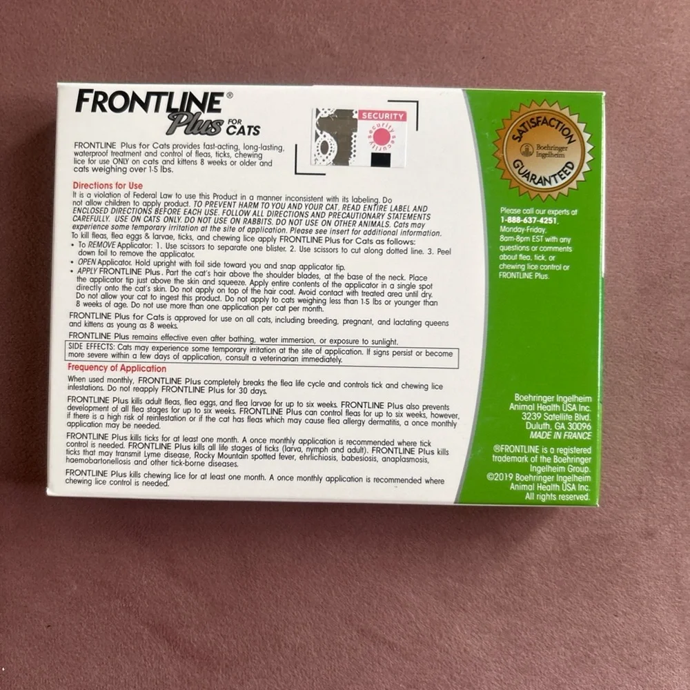 Frontline Plus for Cats Flea & Tick Treatment - 6 Monthly Doses - Picture 2 of 2